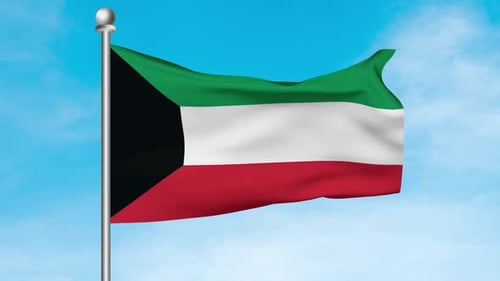 Seamless Loop Animation of Kuwait Flag Waving