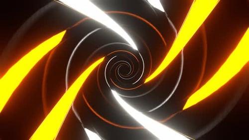Orange And White Neon Spiral In Mirror Tunnel Background Vj Loop In 4K