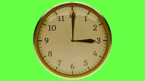 12 hours Time Lapse 60fps 4k Gold Wall clock Transparent BG