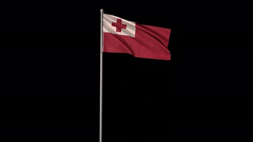 Tonga Flag Waving in Wind with Alpha Channel
