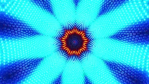 Dynamic digital tunnel pulsing with electric blue and orange light
