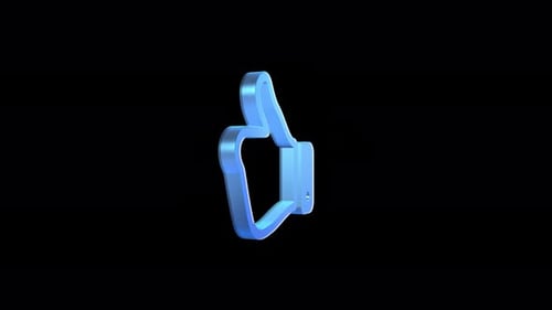 Blue 3D Thumbs Up Icon Rotating for Digital Media