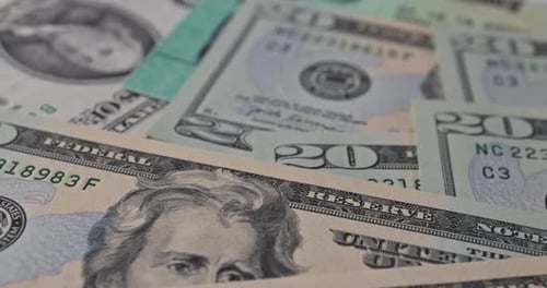 US Currency with Treasury Check and Calculator