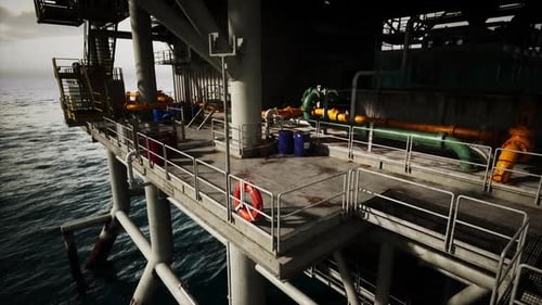 Old Oil Rig Platform in the Ocean