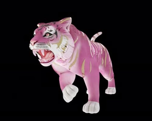 _animation_ en boucle Tiger _Attack_ _alpha en porcelaine_ rose