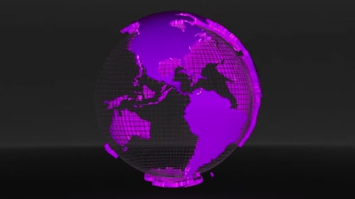 Pink Technology Planet Earth Rotating in loop