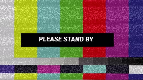 Bitte warten Sie auf den Bildschirm mit statischer Glitch-Animation und unterbrochenem Signal