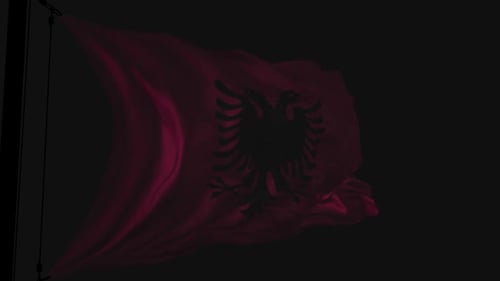 Realistic Waving Albanian National Flag
