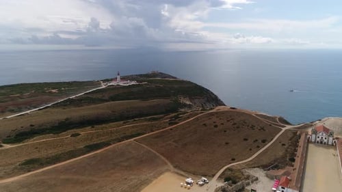 Aerial View of Cabo Espichel, Lighthouse and Sanctuary Sesimbra Portugal