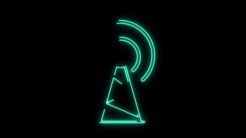 Neon Radio Tower Signal Outline Reveal Animation