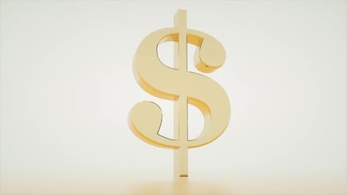 Golden Dollar Sign Isolated on Minimalist Light Background in 3D Render