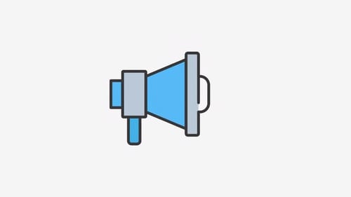 Animated Flat Design Megaphone Icon for Announcements