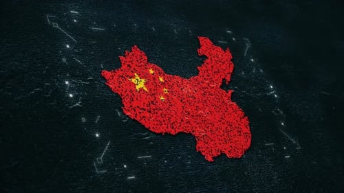 Digital Pixel Map Reveal of China Flag