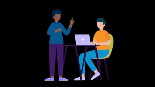 Two Man At Office Room Animation 4K On Alpha