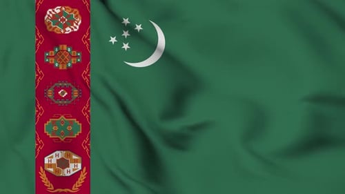 Realistic Turkmenistan National Flag Waving Loop