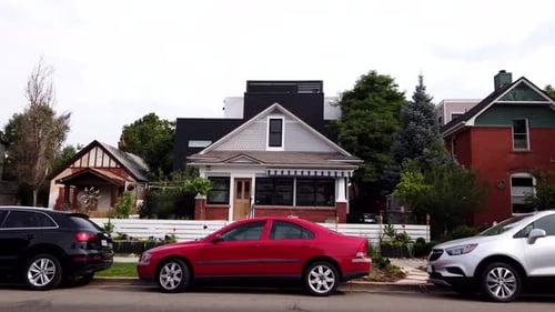 Driving along a residential neighborhood
