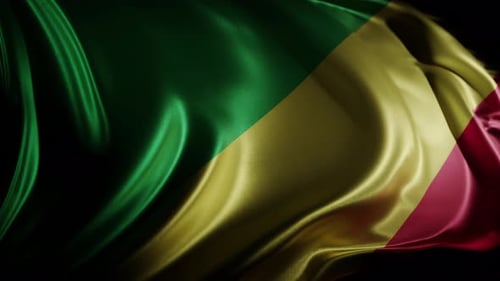 Republic of the Congo Flag Waving in Realistic Seamless Loop