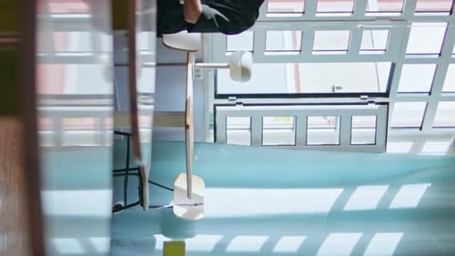 Freelancers Sitting Cafe Coworking Place Under Soft Summer Sunlight Vertical