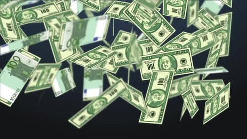 Falling Dollar and Euro Banknotes Animation