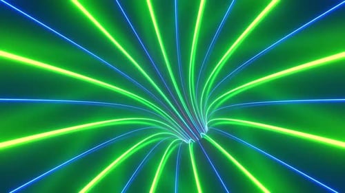 Travel Inside Futuristic Rainbow Colored Neon Glowing Tube 3D Tunnel