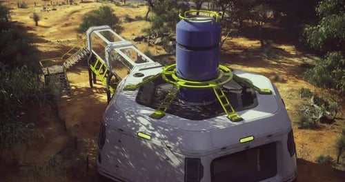 Unique Futuristic Habitat in a Desert Landscape Showcasing Advanced Design