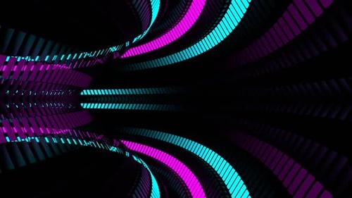 Partial Circular Moving Pink And Cyan Neon Lines Background Vj Loop In HD