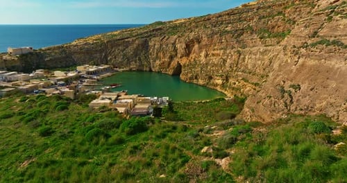 Aerial View of Blue Hole on Gozo Island Malta