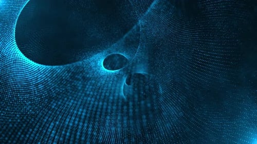 Abstract Blue Digital Particle Waves Background Loop