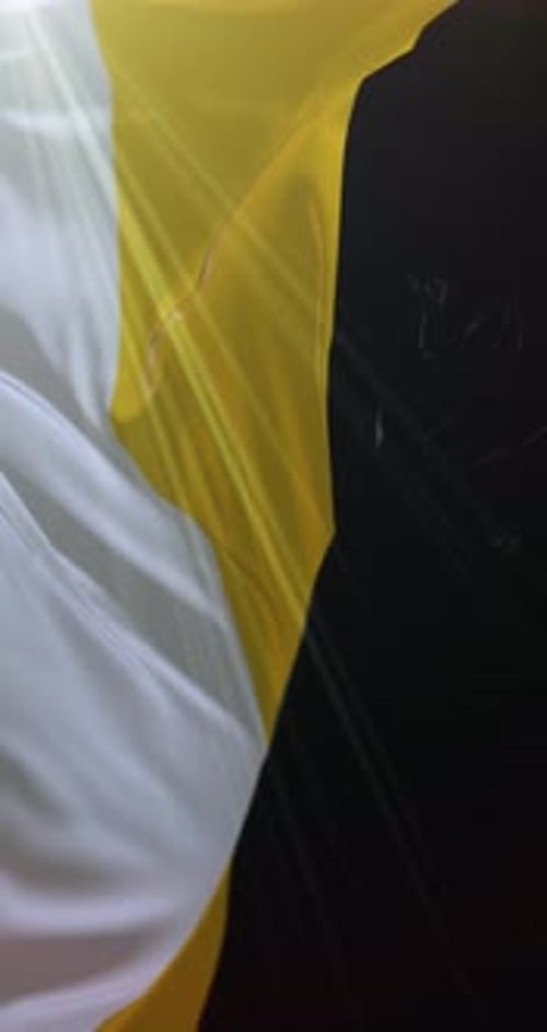 Fluid Vertical White Yellow Black Fabric Waving Motion Background