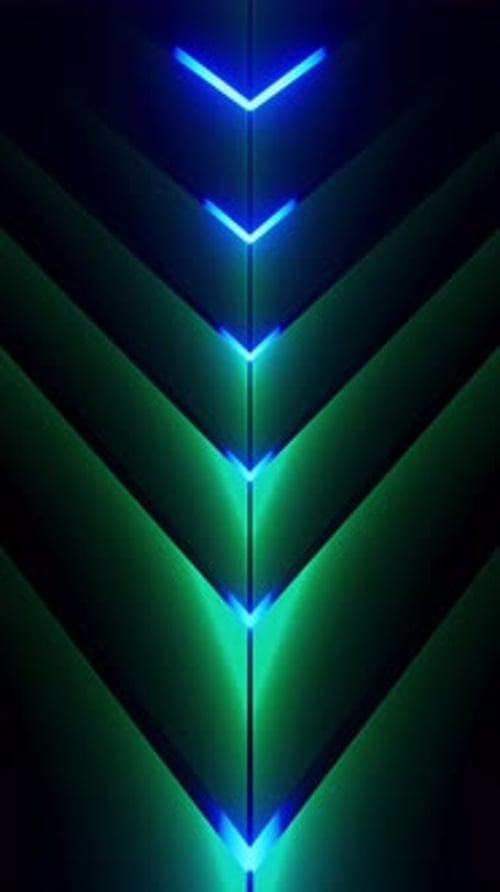 Blue pointing arrow on green background. Looped animation