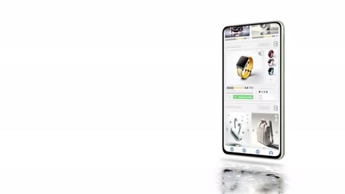 Technological devices, electronic and computer products website animation. E-commerce and shopping.