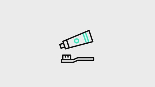 Animated Flat Icon of Toothpaste Squeezing onto Toothbrush