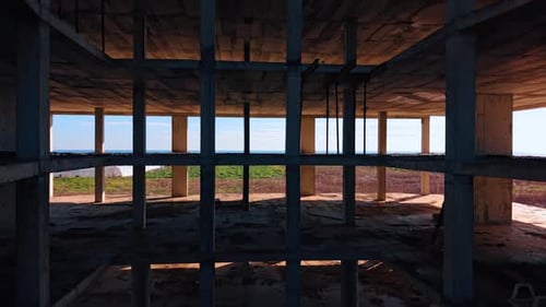 Aerial View of Unfinished Building Overlooking the Ocean