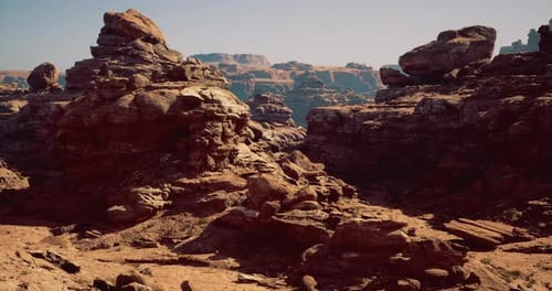 Stunning Rock Formations in a Remote Desert Landscape During Midday Sun