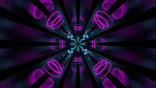 Cyan And Pink Neon Spirals Tunnel Background Vj Loop In 4K