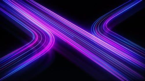Geometric neon lines. Abstract LED lamp background. High speed big data transmission. Multicolored b