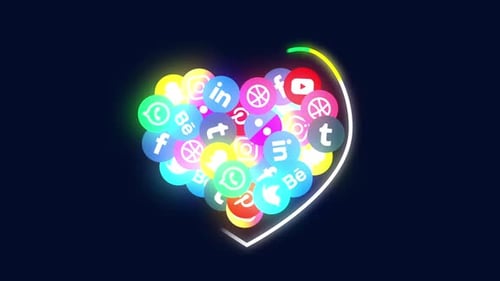Modern Animated Social Media Icons Forming a Heart Shape