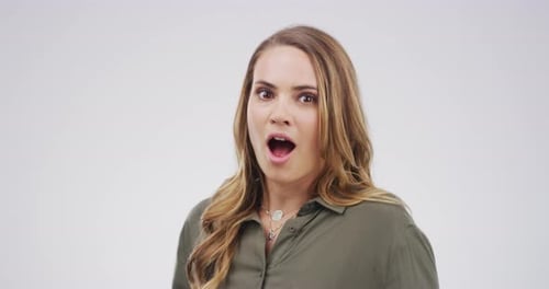 Woman Expressing Shock, Surprise and Happiness