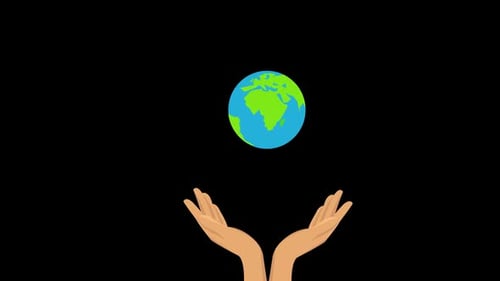 Hand Animation With Earth Alpha Channel
