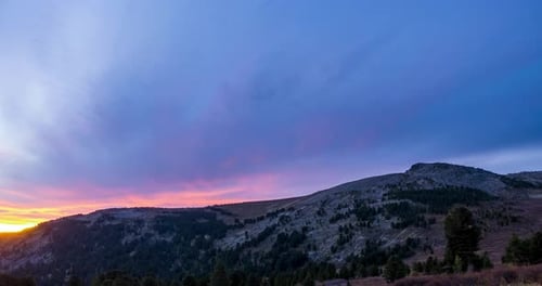 Mountain Lake Time Lapse in Summer or Autumn Wild Nature and Beautiful Sunset Moving Clouds Deep