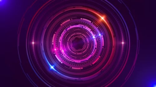 Vibrant Futuristic Digital HUD Circle Animation