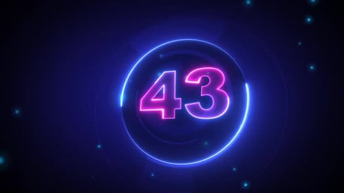 Neon Countdown with Fireworks and Happy New Year 2024 Text