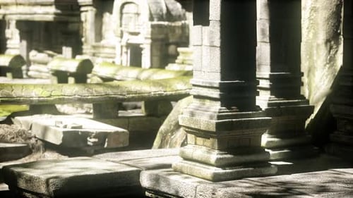 Explorez les ruines d'anciens temples au Cambodge avec une végétation luxuriante et de la mousse