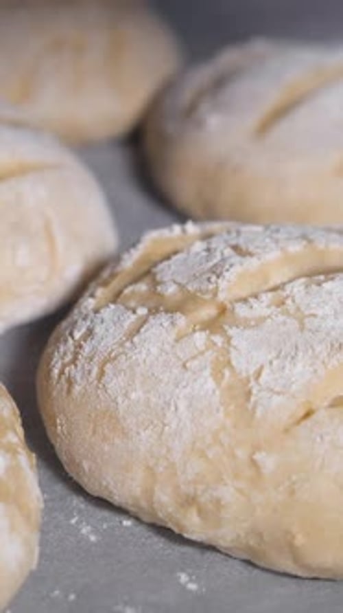 Vertical Screen Bread in the Oven Bakery Time Lapse