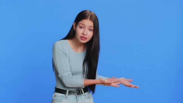 Woman Raising Hands Asking What Why Reason of Failure Anti Lifehacks ...