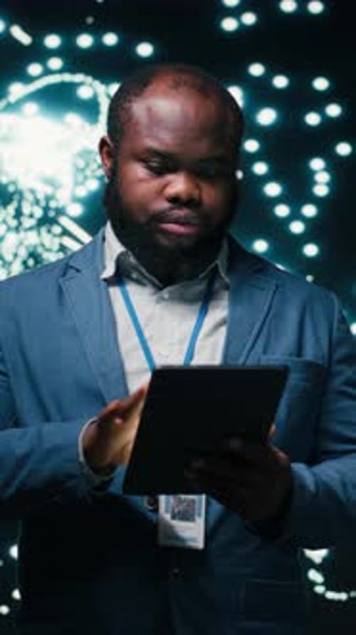 Vertical Video Computer Scientist Optimizes Neural Network Neurons Map with Tablet