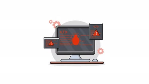 Flat Design Computer Debugging and Coding Error Animation