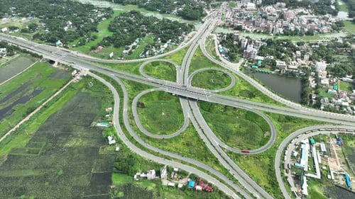Aerial view of Bhanga four circle, Faridpur, Bangladesh.