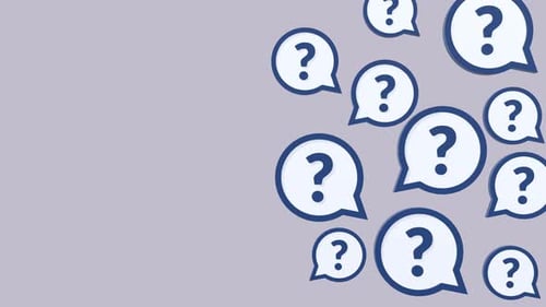 Animated Floating Question Marks on Grey Background with Copy Space.