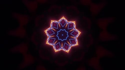 Glowing star in the dark. Kaleidoscope VJ loop